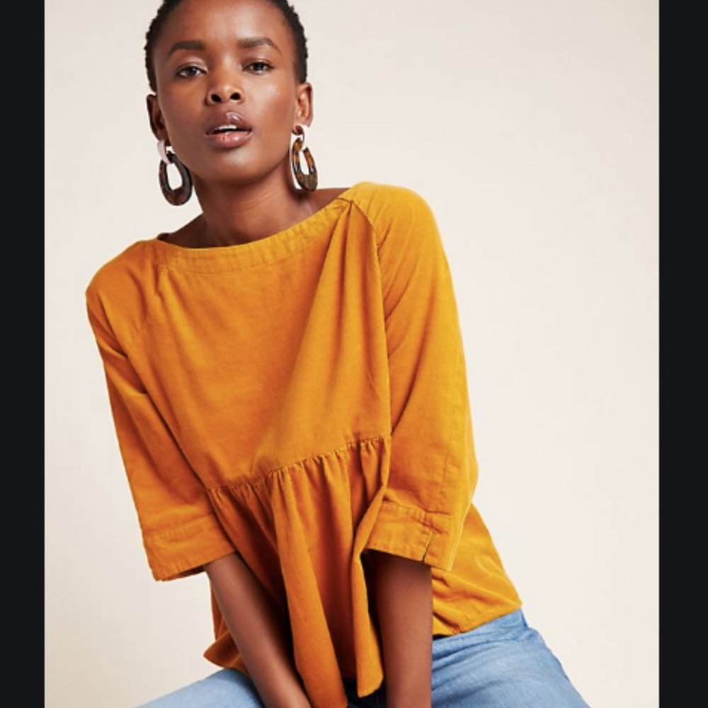 Anthropologie Maeve Maria Babydoll Blouse, Mustard
